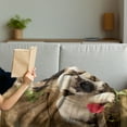 thumbnail image 3 of Pug Soft Flannel Fleece Throw Blanket, Sibling Puppies with Floral Arrangement in Front Wooden Backdrop, Cozy Plush for Indoor and Outdoor Use, 60" x 80", Fern Green Eggshell, by Ambesonne, 3 of 5