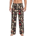 thumbnail image 2 of Lsque rock record Skull Print Men's Pajama Pants, Lounge Pant - Comfortable Home Wear,Elastic Waistband, Stylish Design-Small, 2 of 9