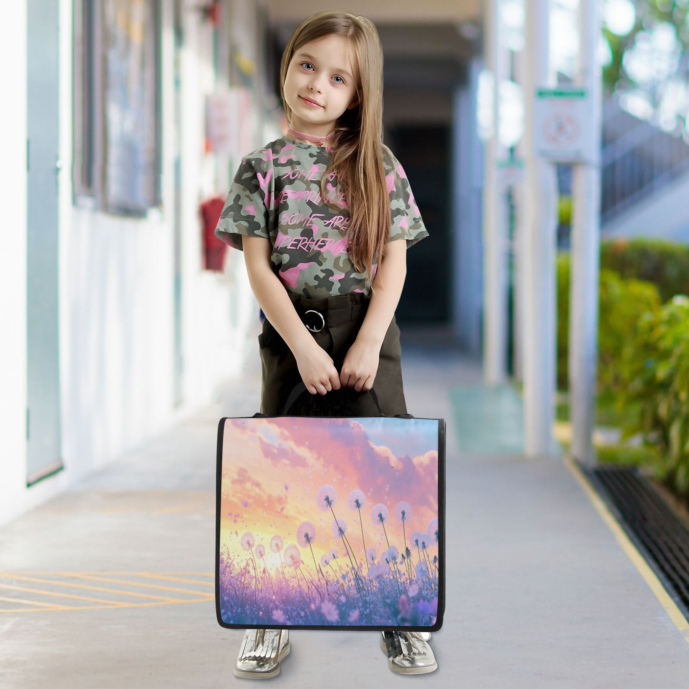 YAZAOO Zipper Binder trapper keeper Documents Organized Design Dandelions in Colorful Field Printed