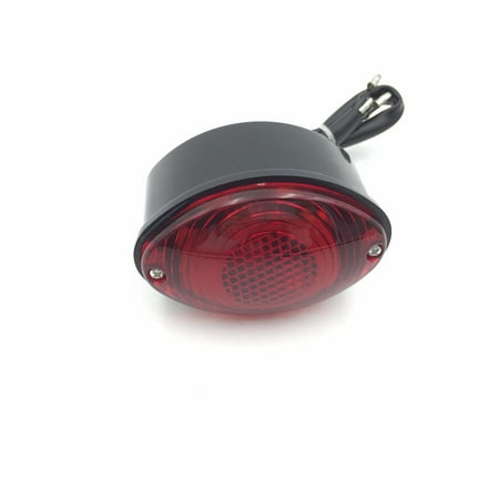 HTT Motorcycle Black Custom Oval-shaped LED Tail Brake Light Red Lens Integrated License Plate Lamp Fit Bobber Chopper Cruiser Street Bike Honda Kawasaki Suzuki (Best Custom Cruiser Motorcycle)