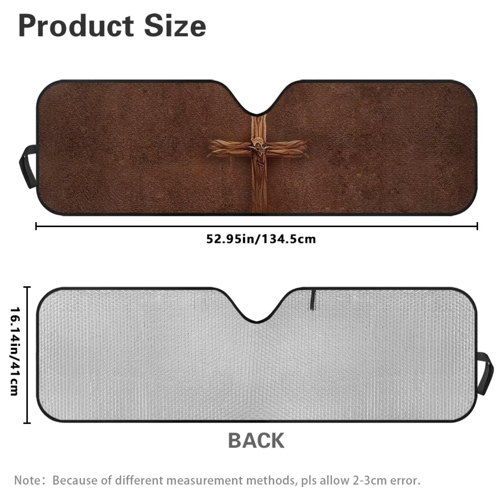 Uorisanigo Windshield Sun Shade Compatible with Jeep Wrangler TJ JK JL & Gladiator JT, Brown Cross Print Sunshades Heat Shield, Aluminum Foil Car Sun Shade for Front Window, UV Ray Reflector