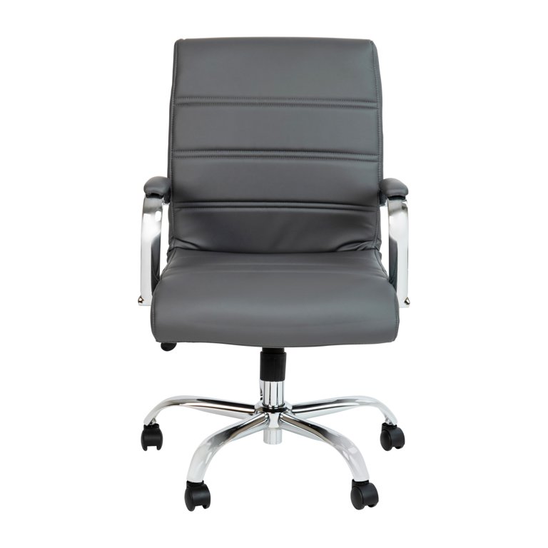 Flash Furniture Whitney Mid-Back LeatherSoft Executive Chair, Gray photo 8