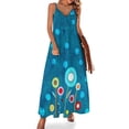 thumbnail image 1 of Vestido sin mangas con lunares turquesas, ropa de mujer, vestido de manga larga, 1 of 7