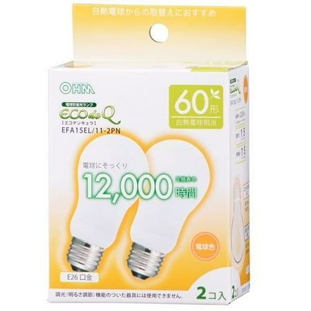 

Ohm Electric Bulb Shaped Fluorescent Lamp Eco Denkyu A Shape E26 60 Shape Equivalent Bulb Color 2 Pieces [Part Number] 06-0259 EFA15EL/11-2PN