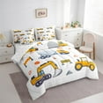 thumbnail image 3 of Manfei Yellow Bulldozer Excavator Twin Bedding Sets 7-Piece,Equipped Truck Bedding Comforter Set,Concrete Mixer Truck Sheet Sets,Microfiber Bedroom Decor Reversible, 3 of 8