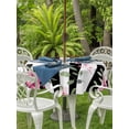 thumbnail image 3 of Outdoor Tablecloths with Umbrella Hole & Zipper, Pink Red Flower Round Tablecloths 60 Inch, Watercolor Floral Leaf Black White Stripe Waterproof Table Cloth, Patio/Pool/Picnic Table Covers, 3 of 8