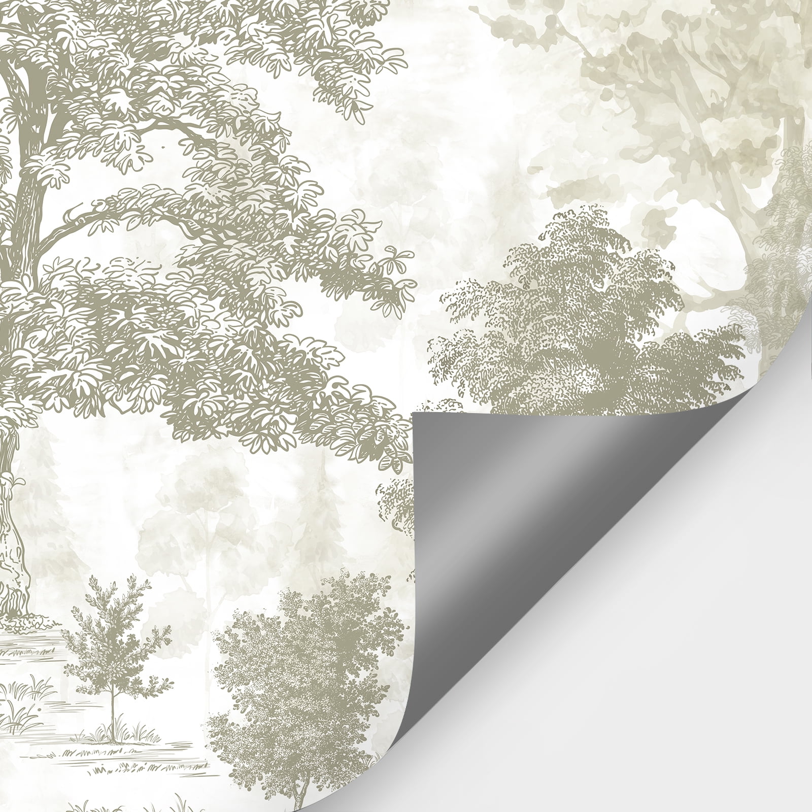 Vintage Forest Wall Mural Peel and Stick 148" W x 98" H Beige Tree Wallpaper Self-Adhesive Large Nature Landscapes Murals Canvas Wall Decor for Bedroom Bathroom