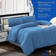 thumbnail image 3 of HNB Store 3pc Duvet Cover Set | 1000 TC Egyptian Cotton | Oversized King Size Duvet Cover with 2 Pillowcases | Mediterranean Blue Solid, 3 of 8