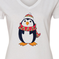 thumbnail image 4 of Inktastic Cuddly Christmas Penguin Women's V-Neck T-Shirt, 4 of 5
