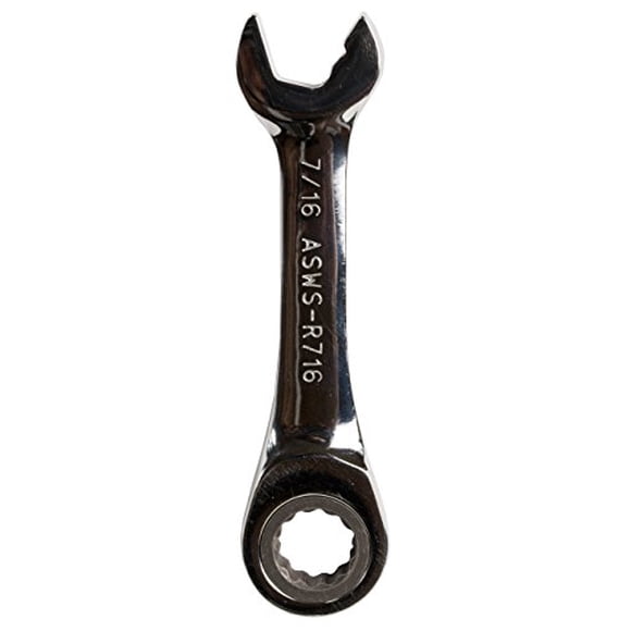Jonard Tools ASWS-R716, Stubby Ratcheting Combination Speed Wrench, Angled Head, 7/16"
