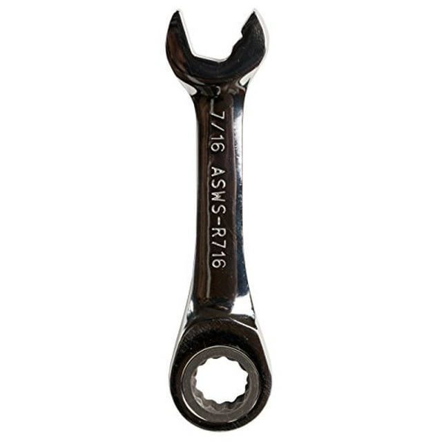 Jonard Tools ASWS-R716, Stubby Ratcheting Combination Speed Wrench, Angled Head, 7/16"