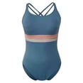 thumbnail image 4 of XIAOCHA Women Striped Waist One Piece Swimsuit Top High Cut Zigzag Trim Bathing Suit Quick Dry Athletic Swimwear For Beach Pool, 4 of 5