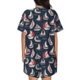 thumbnail image 3 of Lsque Sailboat And Wave Women's Short-Sleeved Pajama Set - 2 Piece Soft and Lightweight Sleepwear Set-X-Large, 3 of 9