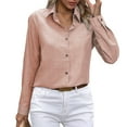 thumbnail image 4 of vigerkar Women's Button Down Regular Lapel Shirt Long-Sleeved Lapel Business Casual Blouse Top Light Pink, L, 4 of 6