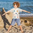 thumbnail image 3 of FORMRS Boys Rash Guard Short Sleeves Swim Shirt Quick Dry UPF 50+ Sun Protection, Sizes 3-12T, Beige Simple Shapes, 3 of 6