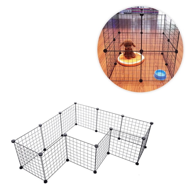 SHOWERORO 8Set Black Dog Crate Iron Folding Safe Den for Pet Home