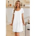 thumbnail image 4 of Ekouaer Nightgowns for Women Lace Trim Sleep Shirts Short Sleeve Night Shirts With Pockets Night Gown Ruffled Sleep Dress, 4 of 6