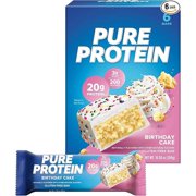 Pure Protein Bars, High Protein, Nutritious Snacks to Support Energy, Low Sugar, Gluten Free, Birthday Cake, 1.76 Ounce (Pack of 6)