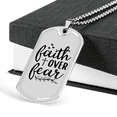 thumbnail image 3 of Faith Over Fear Coeur Croix Collier en Acier Inoxydable Ou en or 18 Carats Chien Tag 24" Chaîne, 3 of 8