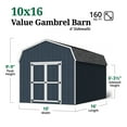 thumbnail image 4 of Little Cottage Co. 10x16 Value Gambrel Barn with 6 ft. Sidewalls with Floor, Outdoor Wood Storage Shed Do-It-Yourself Precut Kit, 4 of 14