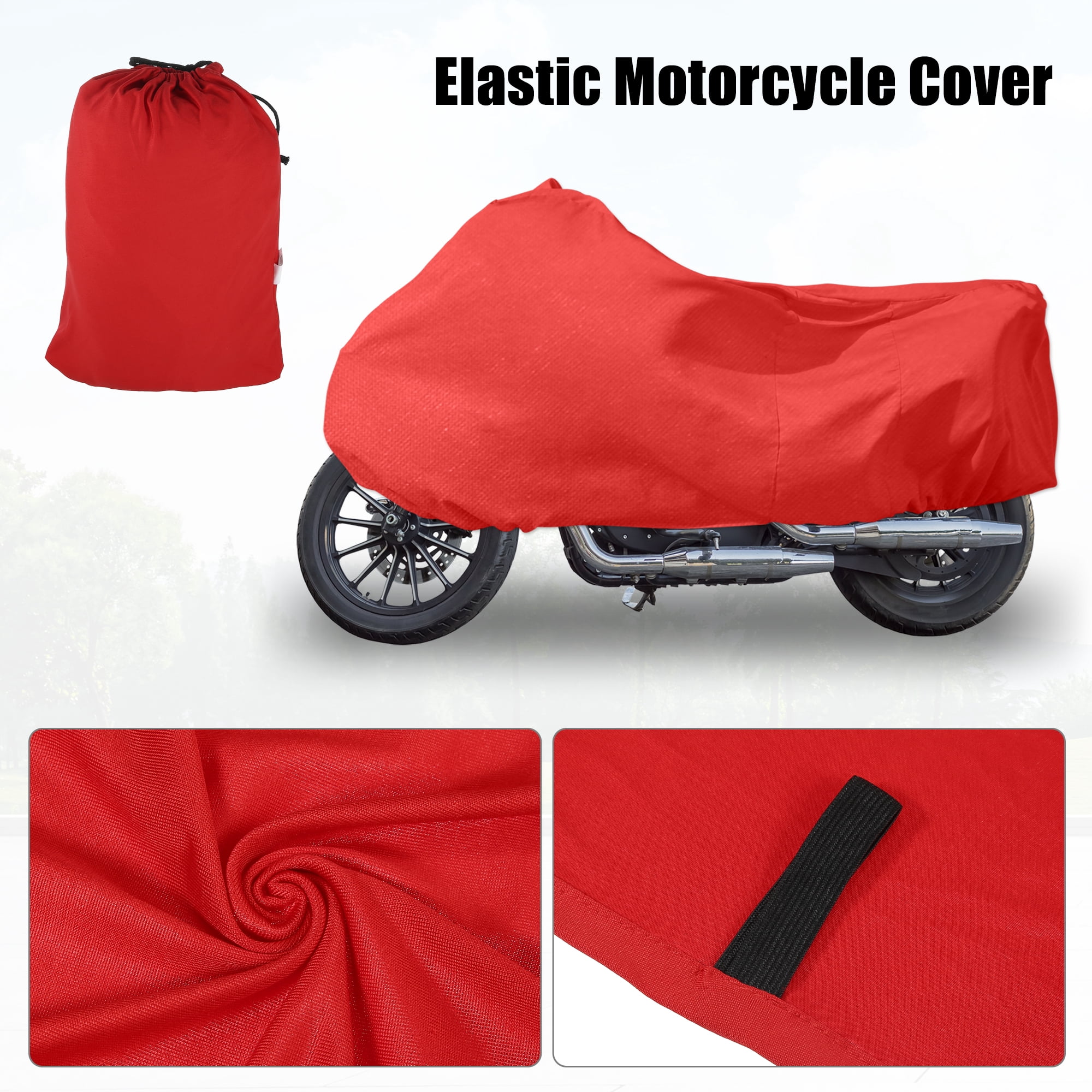 Motorcycle Cover Stretch Elastic Fabric Indoor Dust Dirt Protector Cover Fits 90.94"-102.36" Motorbikes Red XXXXL