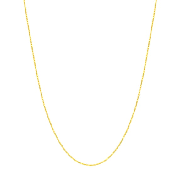 14k Yellow Gold 0.55mm Box Chain Necklace With 5mm Spring-Ring Closure Square 18 Inch Chain Necklace for Women and Men