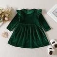 thumbnail image 4 of LYMAYTER Fall Winter Dress for Kids Baby Infant Girls Long Sleeve Party Gown Toddler Velvet Lace Ruched Princess Dress 9-12M, 4 of 9