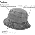 thumbnail image 2 of Sombrero de pescador, ala ancha, de algodón vaquero lavado, para exteriores, gorra plana para pesca, senderismo, deportes de playa, 2 of 4