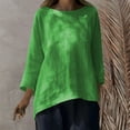 thumbnail image 5 of hotojiny Cotton Linen Shirts for Women Summer Breathable 3/4 Sleeve Plus Size Tunic Tops Loose Crew Neck Casual High Low Blouses, 5 of 7
