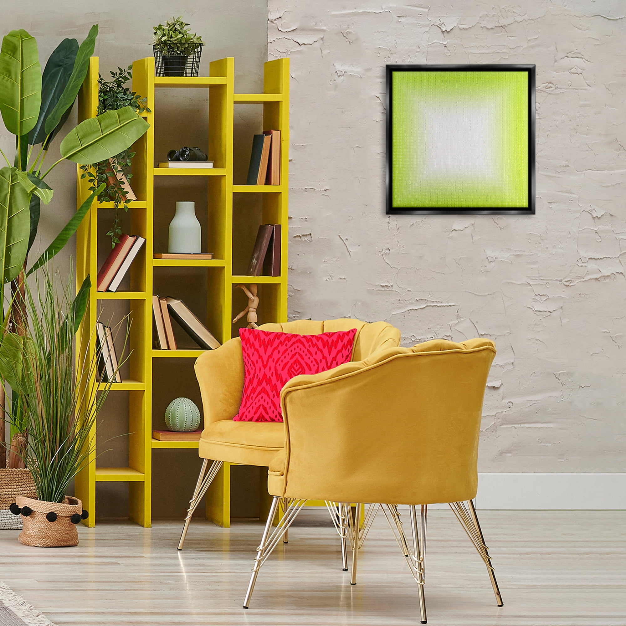 Stupell Industries Green Ombre Fade Abstract Painting Black Floater Framed Canvas Art Print Wall Art, 18 x 18