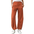 thumbnail image 2 of HomeDM Women's Pants Lounge Wide Leg with Pockets Quick Dry Elastic Waist Casual Trousers Orange Athletic Work Pants Size L, 2 of 8