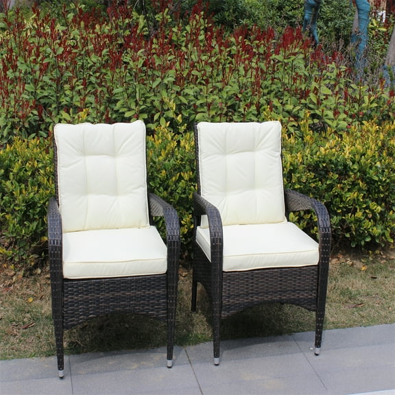 Dtwnek 2PCS Dining Chair with Cushion for Home Bar Dining Room, Beige