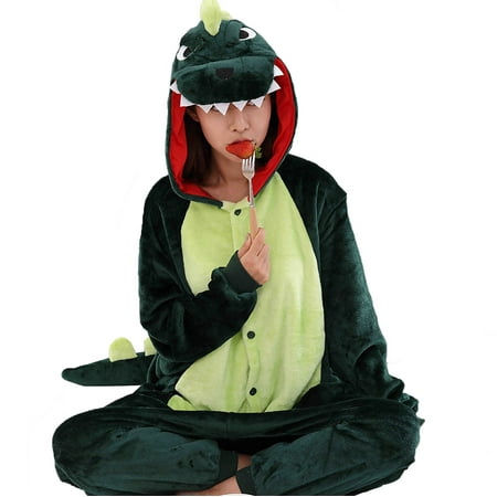 

YWDJ Satin Pajamas Women Women And Men Winter Cartoon Pajamas Long Sleeve Nightwear Leisure Wear Green L