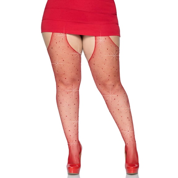 Leg Avenue Crystalized Fishnet Suspender Pantyhose
