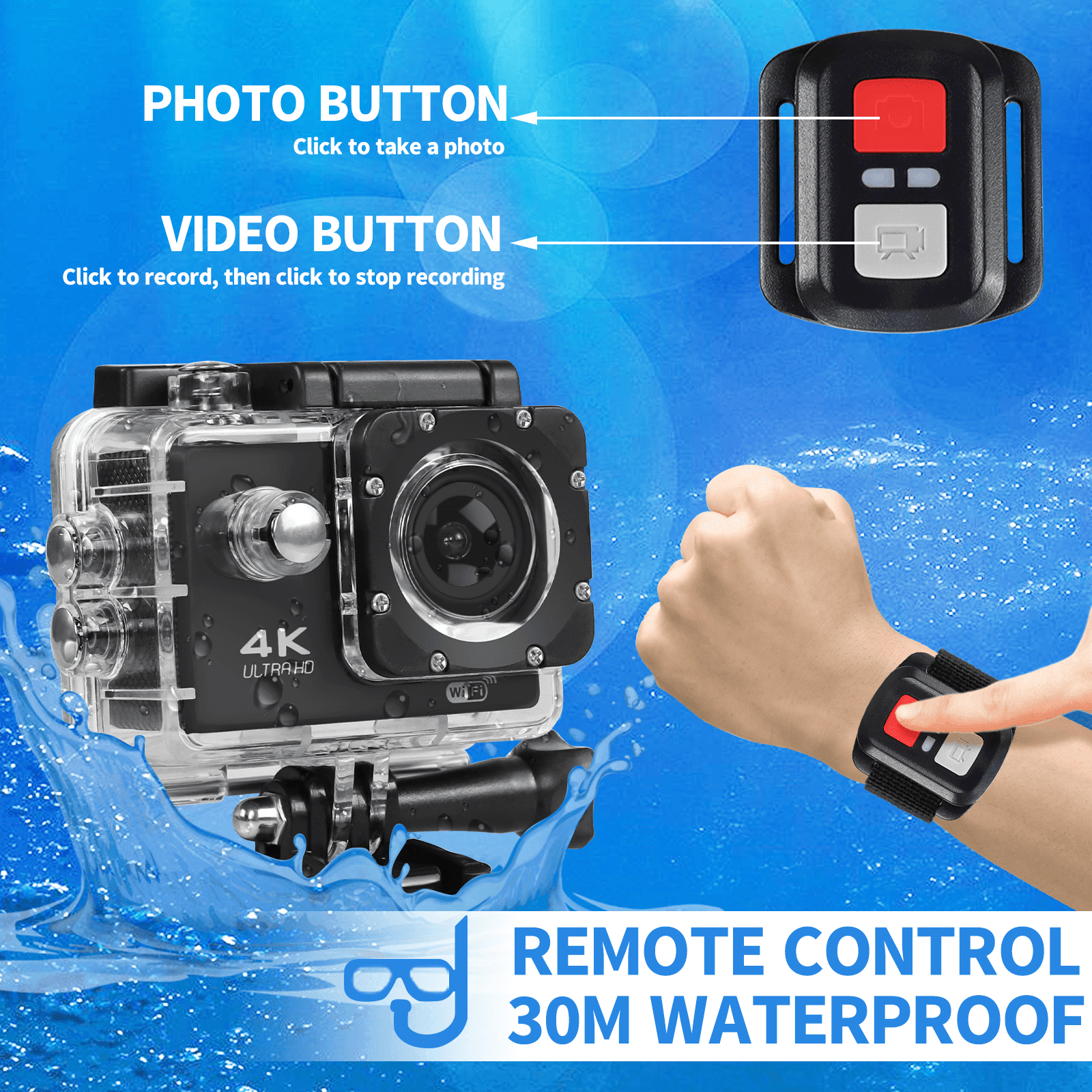 4K Action Camera Sport Video Underwater Camera Wifi Remote For Waterproof