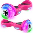 thumbnail image 6 of Bluetooth Hoverboard for Kids 6-12, 6.5" Colorful Luminous Wheels, Max Speed 6.2mph, Dual 250W Motor, Pink, 6 of 9