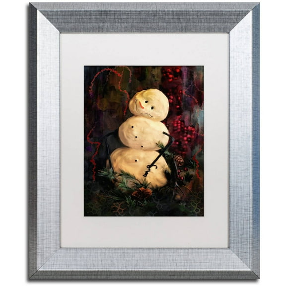 Trademark Fine Art Landscapes Matted Framed Art ' Forest Snowman ' by Lois Bryan