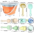 thumbnail image 2 of 11 Pcs Kids Beach Sand Toy Set, Collapsible Bucket Shovels Molds Flags, Portable Sandbox Playset with Mesh Bag for Toddlers Outdoor Travel, 2 of 5