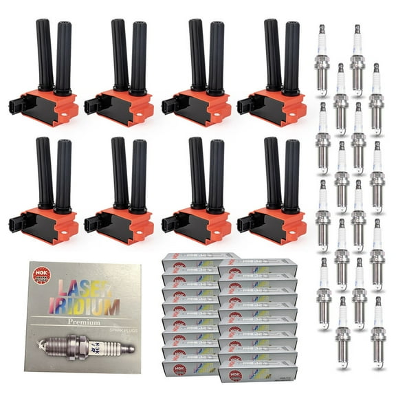 ISA Set of 8 Red Ignition Coil Pack 16 NGK Iridium Spark Plug For Chrysler Dodge Jeep Ram 1500 2500 3500 Aspen Challenger Durango Commander Grand Cherokee 5.7L Replacement for UF504 92145