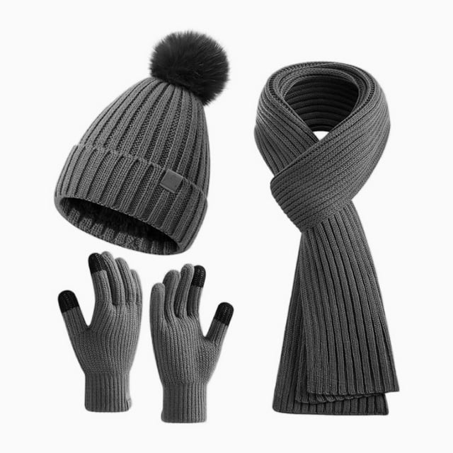 New In Stock Adult Children 6 Color Women's Knitted Hat Scarf Touch Screen Gloves