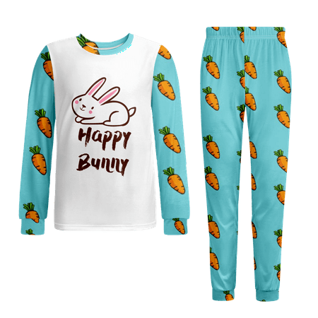 

Easter Pajamas-Girls Pajamas Set Long Sleeve Shirt And Longs Set Polyester Easterr Bunny Egg Carrot Kawaii Pajamas Size 130