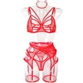 thumbnail image 1 of Conjunto de 6 piezas de ropa interior sexy de estilo europeo y americano con accesorios de metal de círculo grande con anillo para el cuello y las piernas, 1 of 6