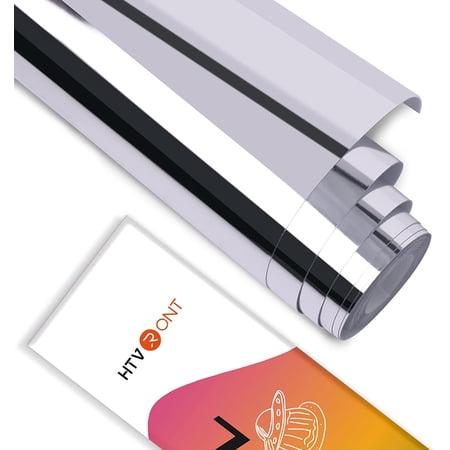 HTVRONT Silver Chrome Vinyl - 12" x 5FT Silver Permanent Adhesive Vinyl for HTVRONT Machine-Silverold Mirror Metallic Vinyl Easy to Cut & Weed