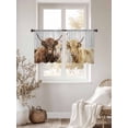 thumbnail image 2 of Farmhouse Yaks Sheer Curtains 45 Inch Length 2 Panels Set, Modern Oil Painting Animals Print Wood Grain Voile Window Treatment Rod Pocket Small Kitchen Curtains Drapes for Bedroom 52"x45"x2, 2 of 7
