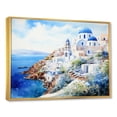 thumbnail image 2 of Designart "Santorini Isles Blue and White Charm II" Landscapes Framed Wall Art - Country Blue Greece Hallway Framed Wall Art Decor, 2 of 6