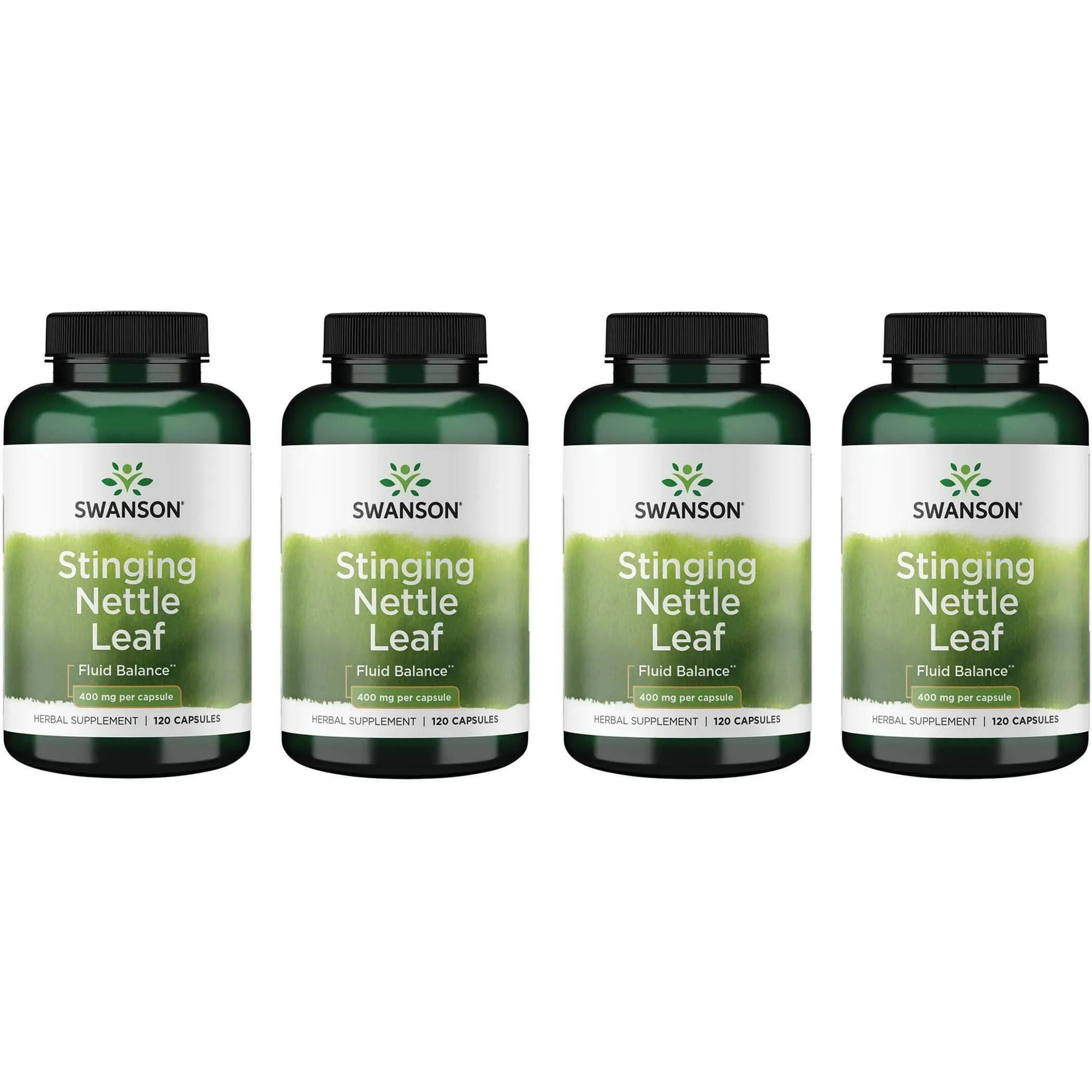 Swanson Stinging Nettle Leaf (Urtica Dioica) - Herbal Supplement Promoting Urinary Tract & Respiratory Health Support - May Support Healthy Fluid Balance - (120 Capsules) (4 Pack)