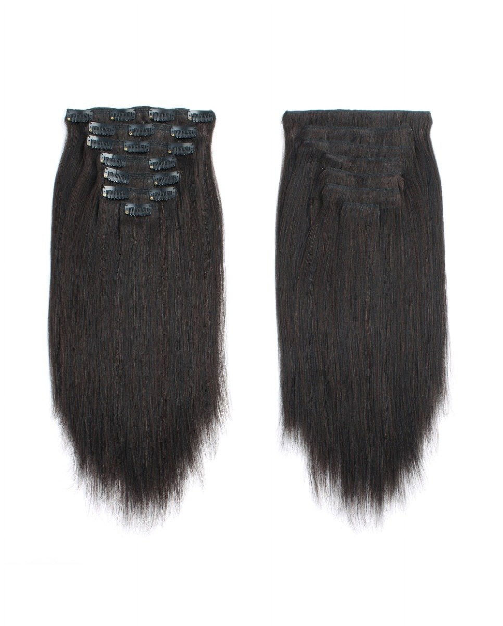 Yaki Straight Clip in Hair Extensions 14 Inches Jet Black 120g/set Double Wefts 100% Real Human Hair for African Americans