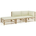 thumbnail image 1 of vidaXL 3 Piece Garden Lounge Set with Cream White Cushions Bamboo, 1 of 5