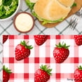 thumbnail image 3 of Amarainy Strawberry Red Checkered Pattern Table Mats Set Of 4 For Home Kitchen Table Decor 12x18 inch, 3 of 5