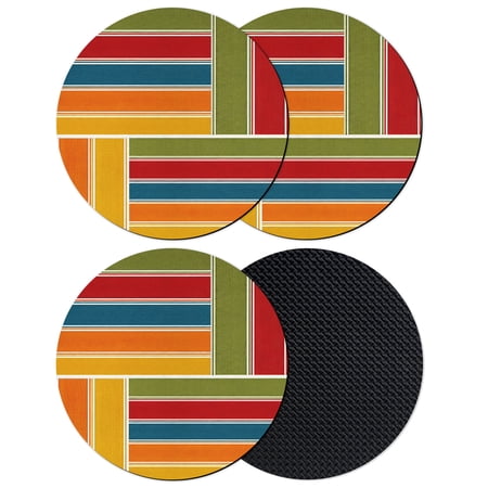 Bohemia Coasters Set of 4 Absorbent Coasters for Drinks Retro Minimalist Geometric Stripes Patchwork Rustic Coaster for Desk Coffee Table Protection Home Decor House Warming Gifts 4
